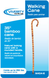 Natural Wood Cane, Round Handle, Bamboo