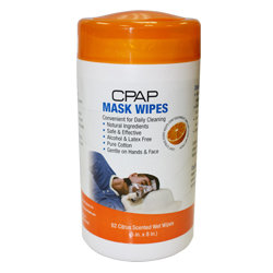 CPAP Mask Cleaning Wipes, Citrus Scent, 62 wipes per tub