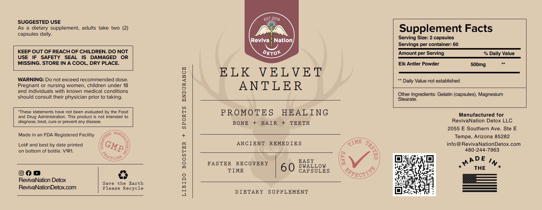 Elk Antler Velvet Powder: 50 Grams