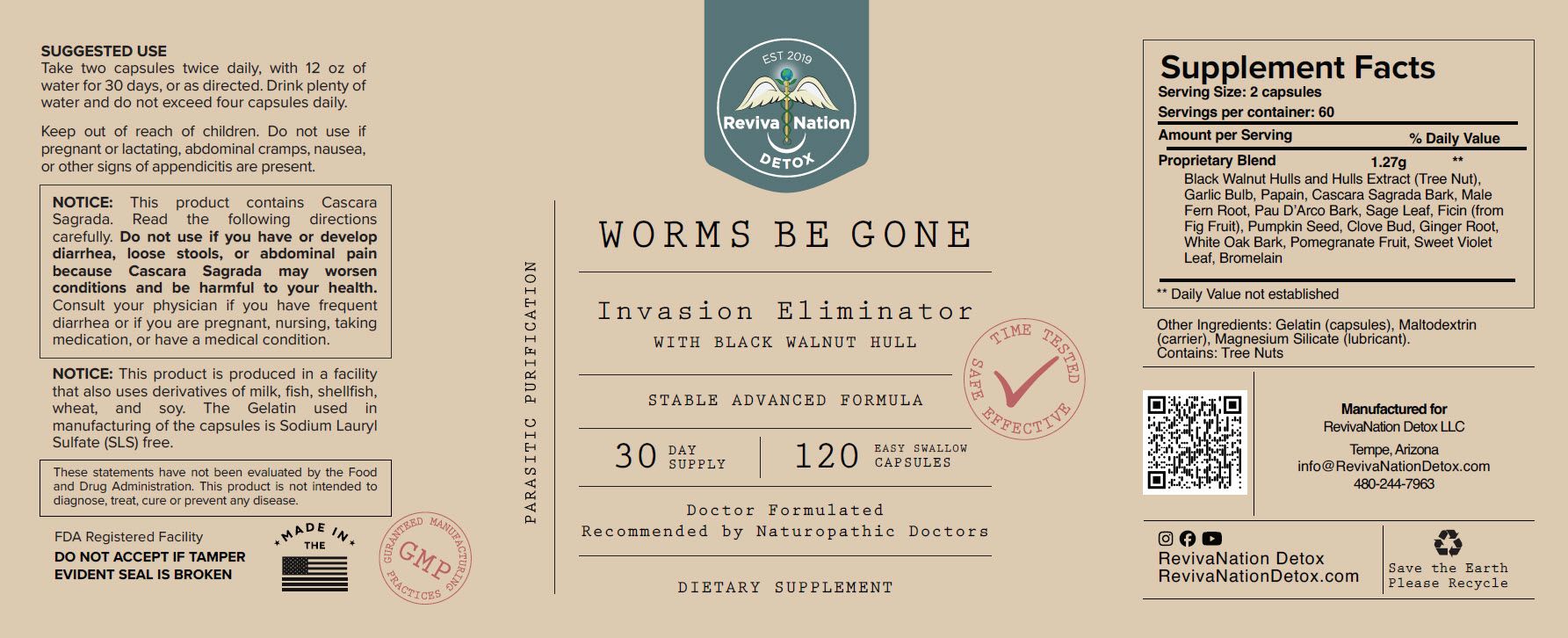 Worms Be Gone - Parasite Dewormer - 30 Day Supply