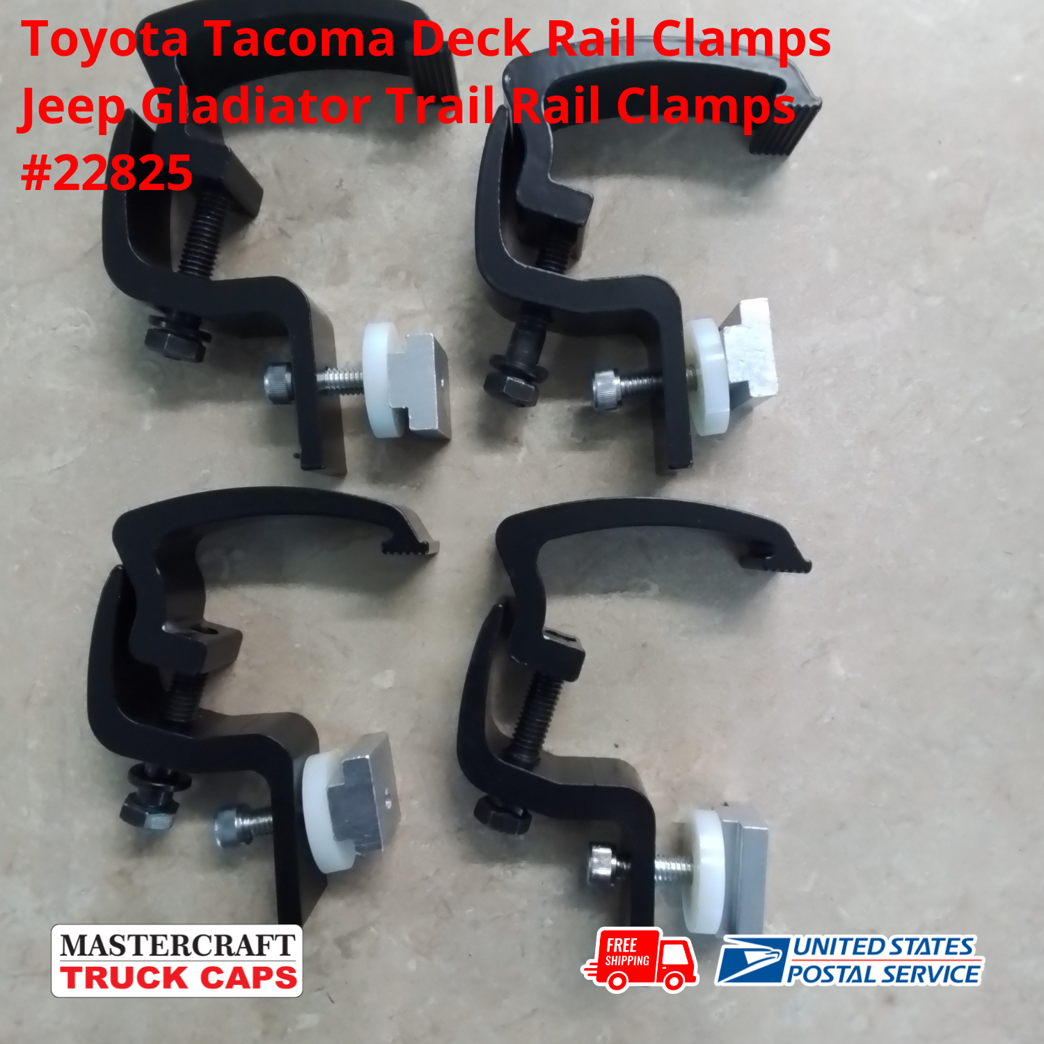 Toyota Tacoma and Jeep Gladiator Clamp Kit for truck's with Deck Rail/ Trail Rail