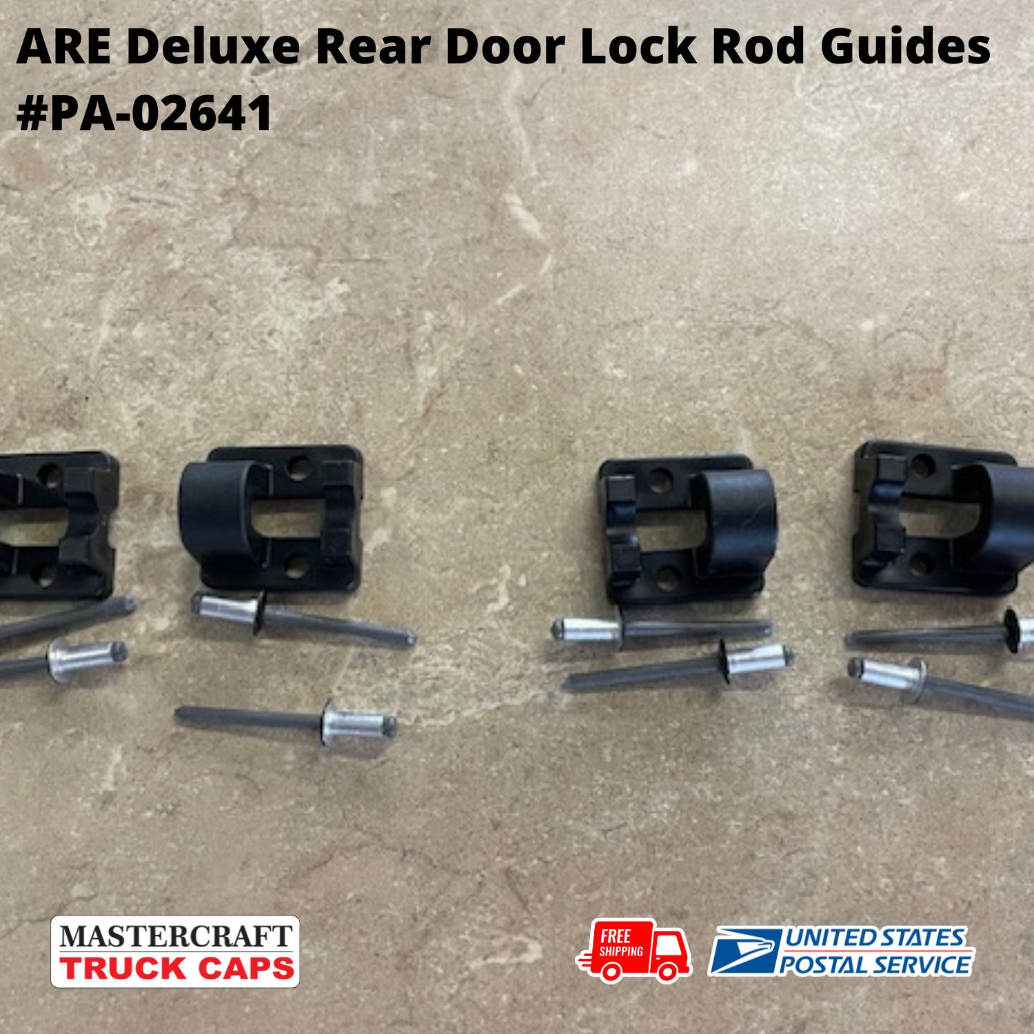 Deluxe Rear Door Lock Rod Guides with Rivets