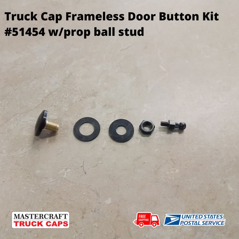 Truck Cap door button with hardware for frameless glass doors w/10mm prop ball stud