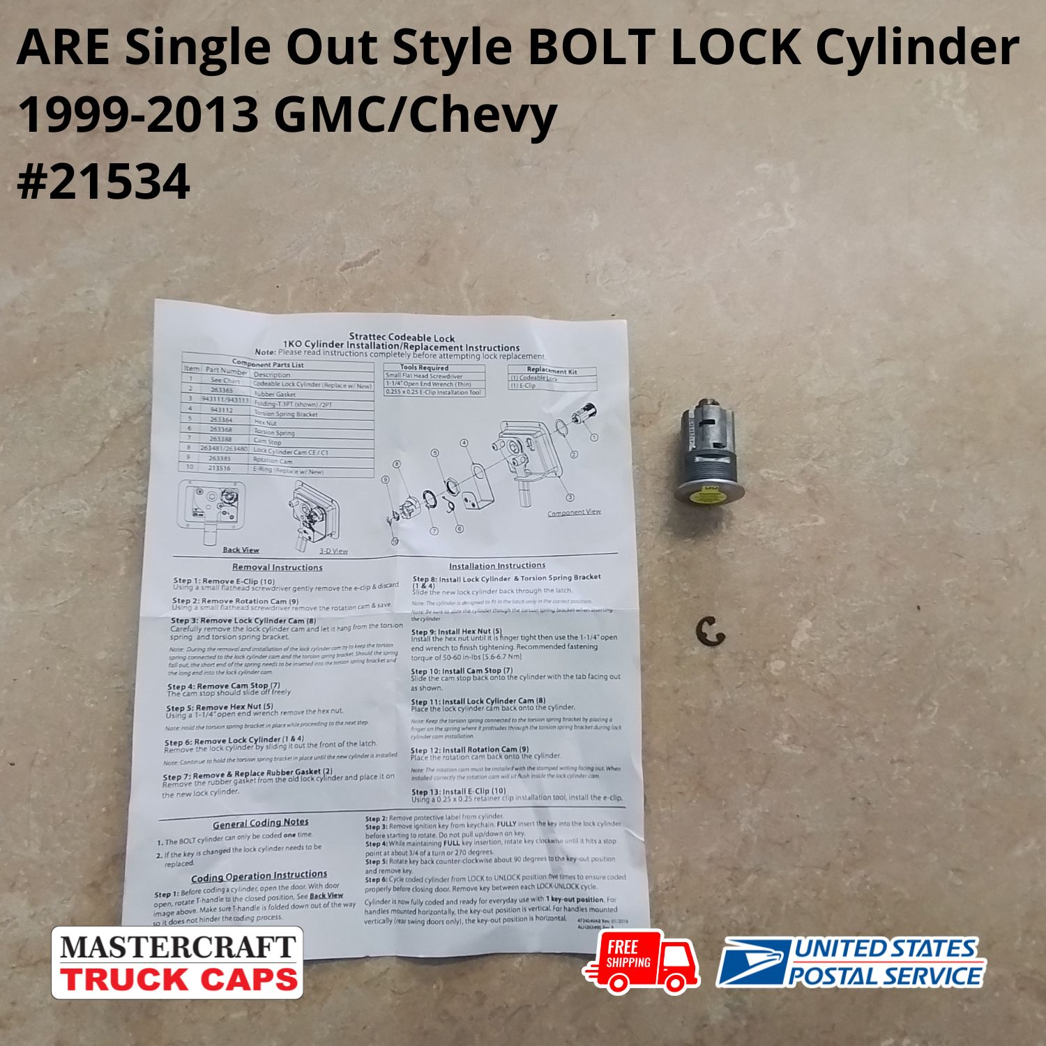 ARE BOLT Cylinder Lock for 1999-2013 Chevy/GMC ARE BOLT Cylinder Lock for 1999-2013 Chevy/GMC