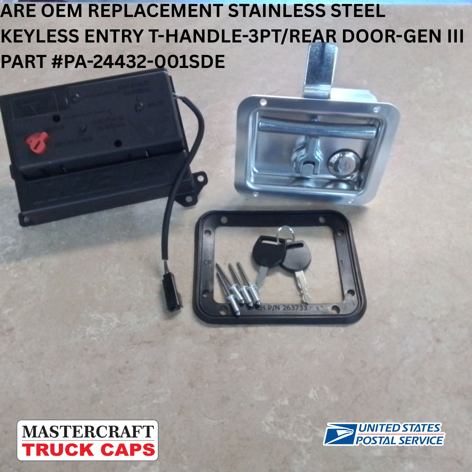 ARE DCU Keyless Truck Cap Folding T-handle 3Pt Side Door#PA-24432-001SDE