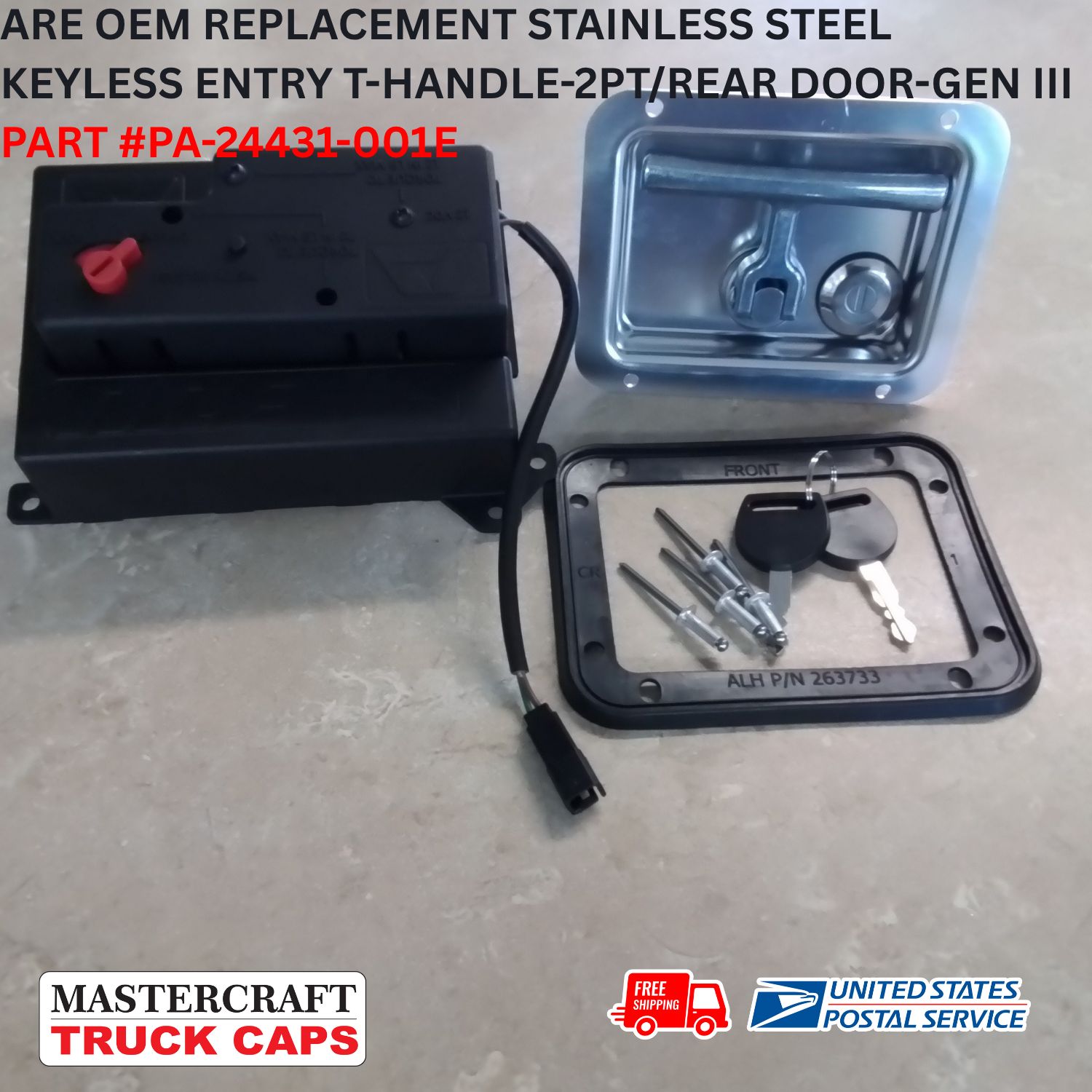 ARE DCU Keyless Truck Cap Folding T-handle 2-Pt Rear Door #PA-24431-001E