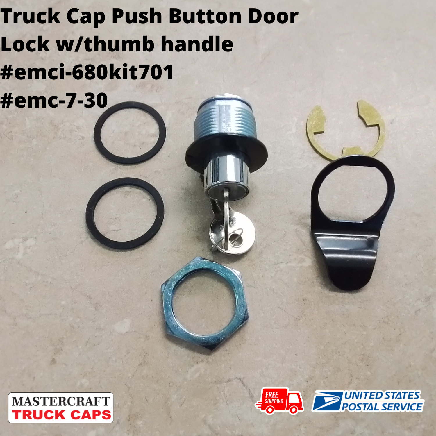 Truck Cap Push Button Door Latch and Lock Truck Cap Push Button Door Latch and Lock