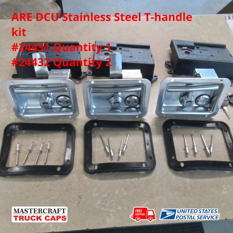 ARE DCU Truck Cap Stainless Steel T-handle Kit of 3;#24431-005(1)#24432-005SD(2)