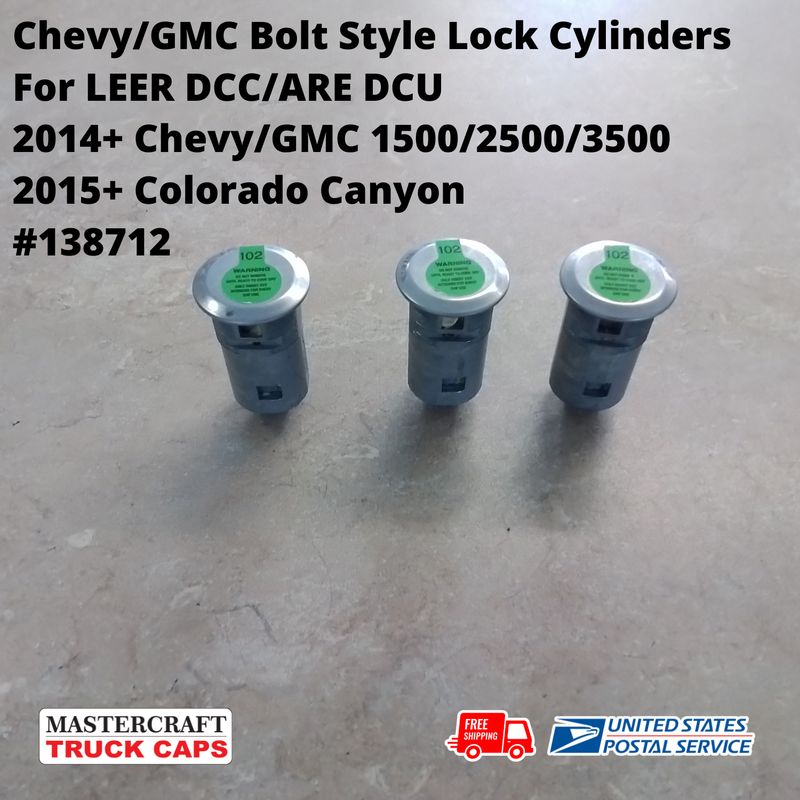 CHEVY and GMC TRUCK BOLT LOCK CYLINDERS FOR COMMERCIAL TRUCK CAPS (set of 3)