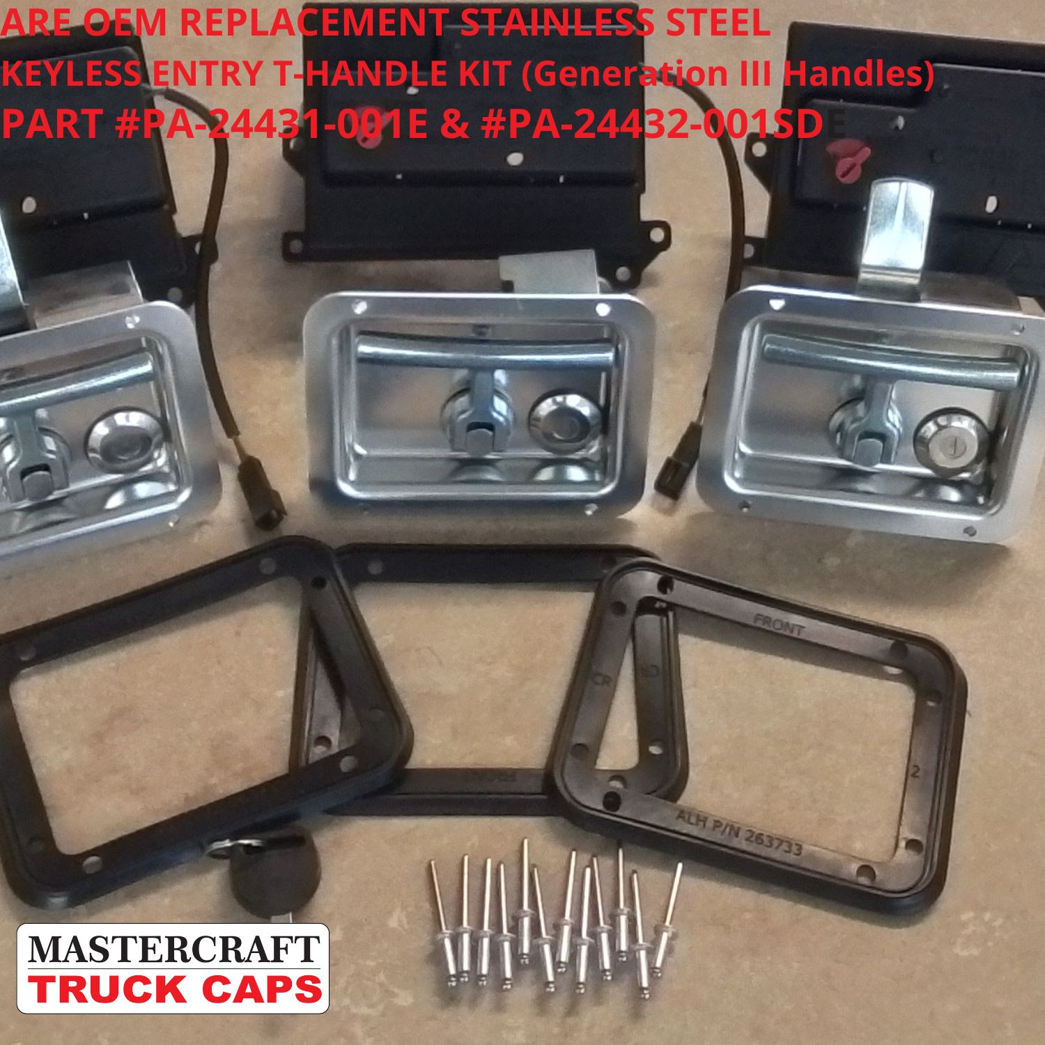 ARE DCU Keyless Truck Cap T-handle Kit of 3;#24431-001E(1)#24432-001SDE(2) ARE DCU Keyless Truck Cap T-handle Kit of 3;#24431-001E(1)#24432-001SDE(2)