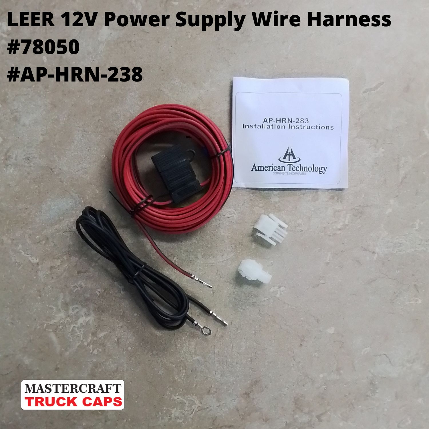 LEER truck caps 12V power supply wire harness