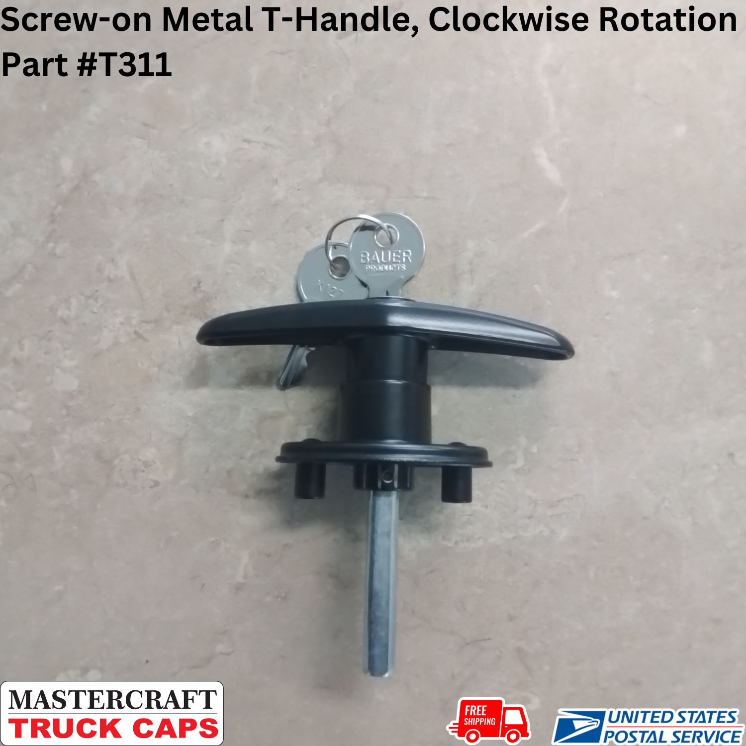 Screw-on Metal T-Handle, Clockwise Rotation Screw-on Metal T-Handle, Clockwise Rotation