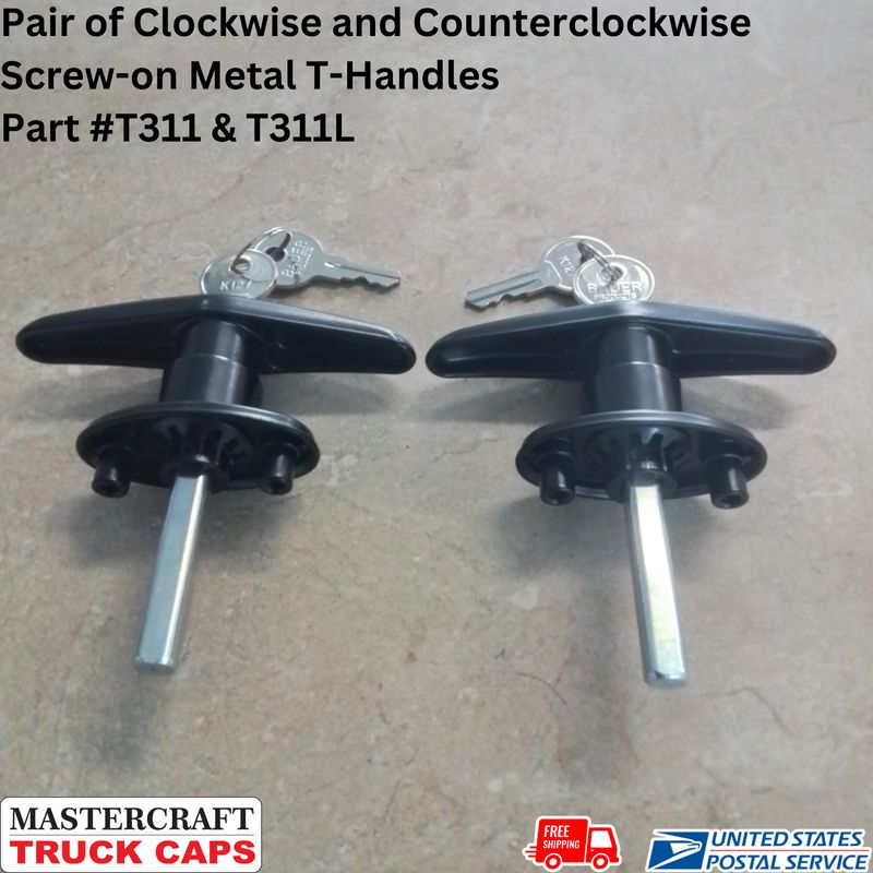 Pair of Clockwise and Counterclockwise Screw-on Metal T-Handles