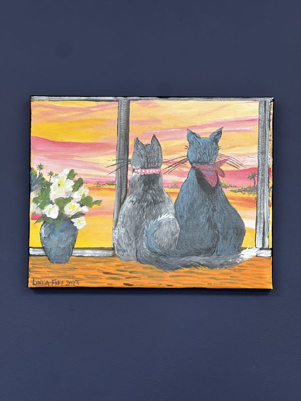 Art Painting Two Cats In The Window