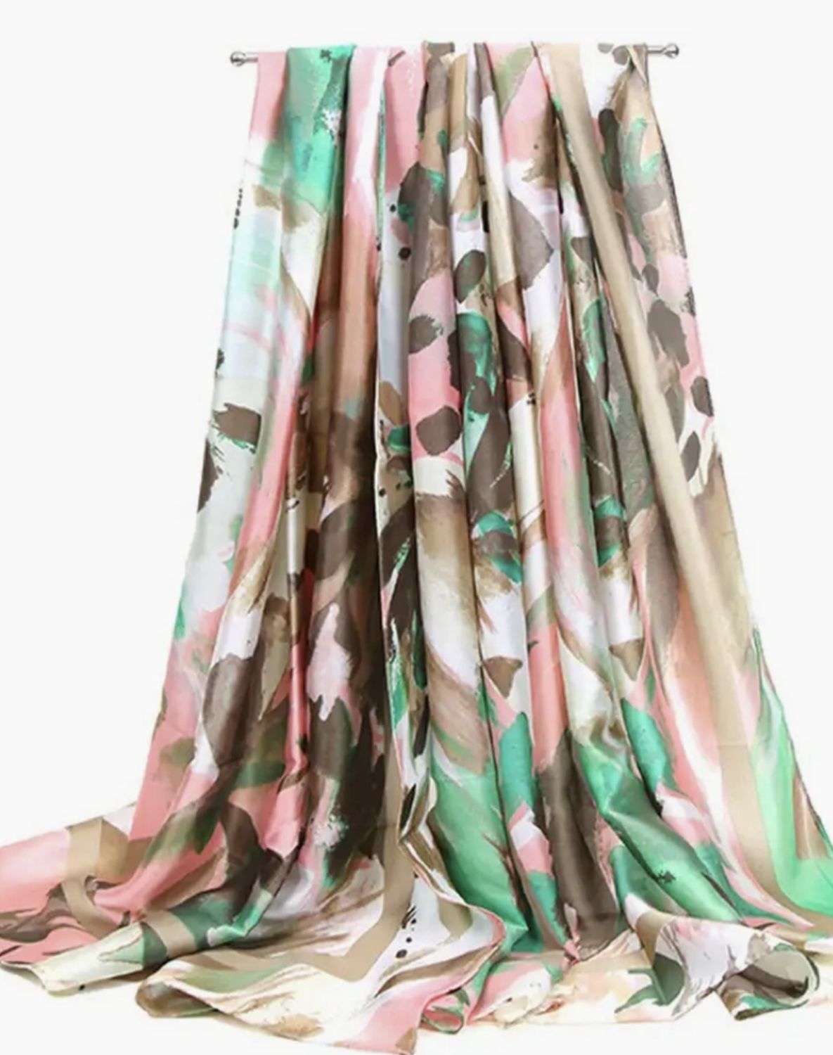 Rainbow Floral Print Large Scarf Assorted, Colour: Khaki