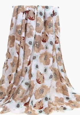 Long Silk Scarf Gold,  Sand &amp; Sky Floral