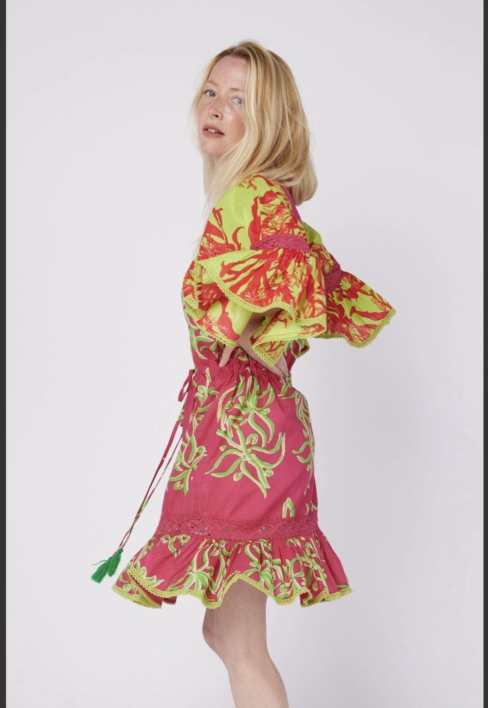 Sandra Summer Dress Tropical Pink Green