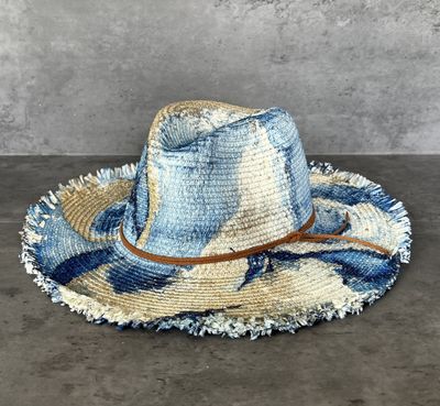 Marbled Straw Fringed Rancher Hat