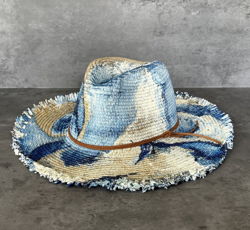 Marbled Straw Fringed Rancher Hat