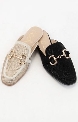 Bedazzled Loafer Flat Mule