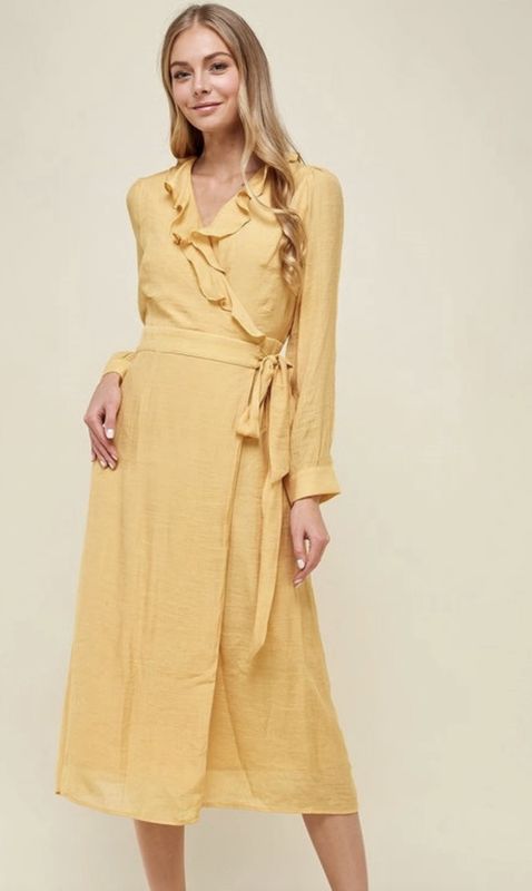 Front Wrap Midi Dress