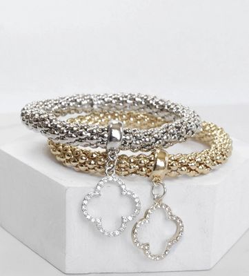 Stretchy Bangle Clover Charm Bracelet