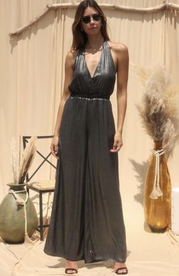 Sofi Halter Metallic Grey Jumpsuit
