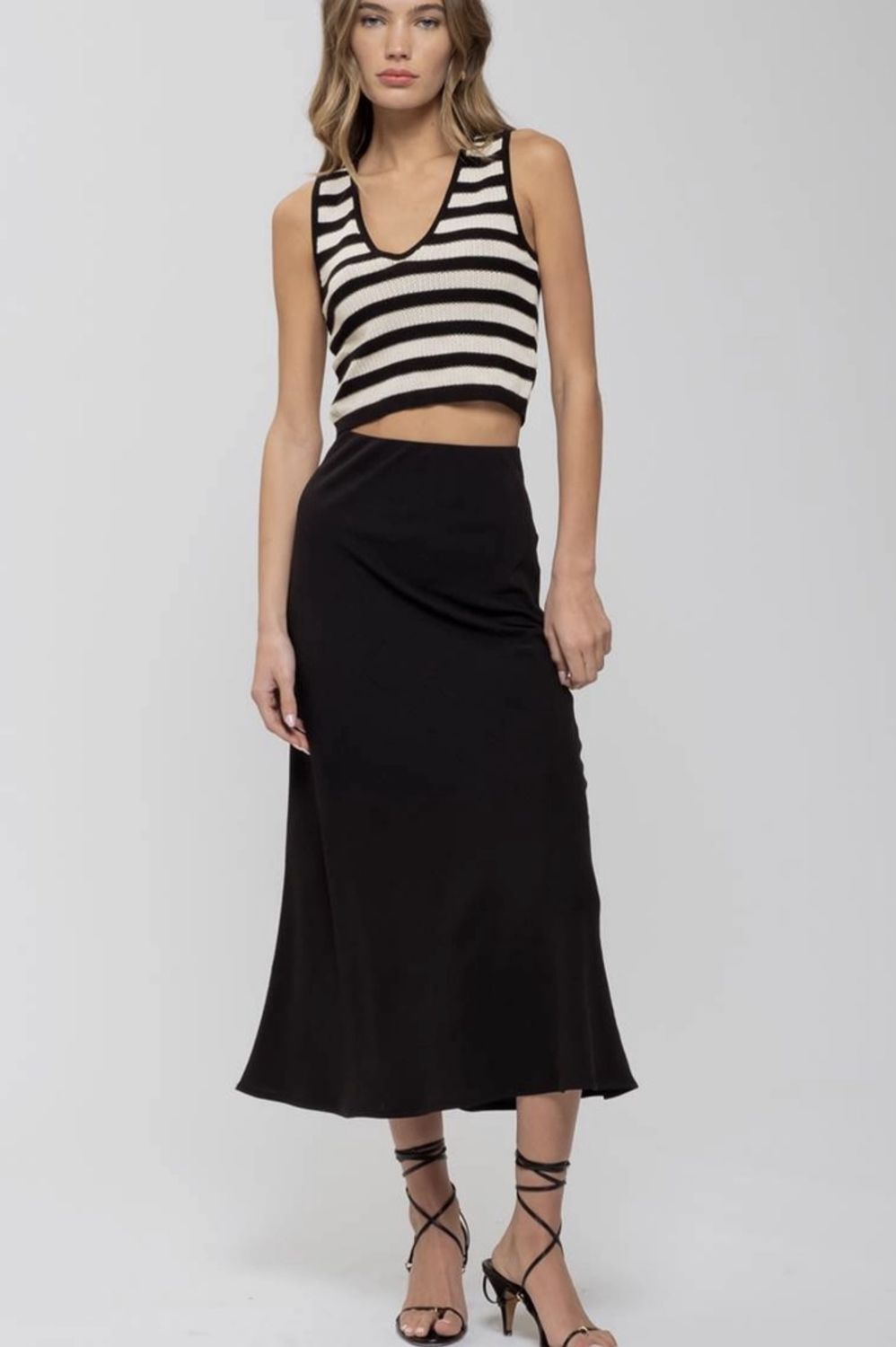 High Waist Slip Midi Skirt
