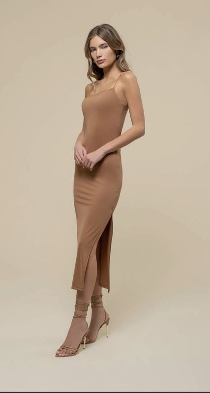 Bodycon Side Slit Cami Midi Dress