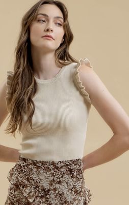 Ruffle Sleeveless Knit Top