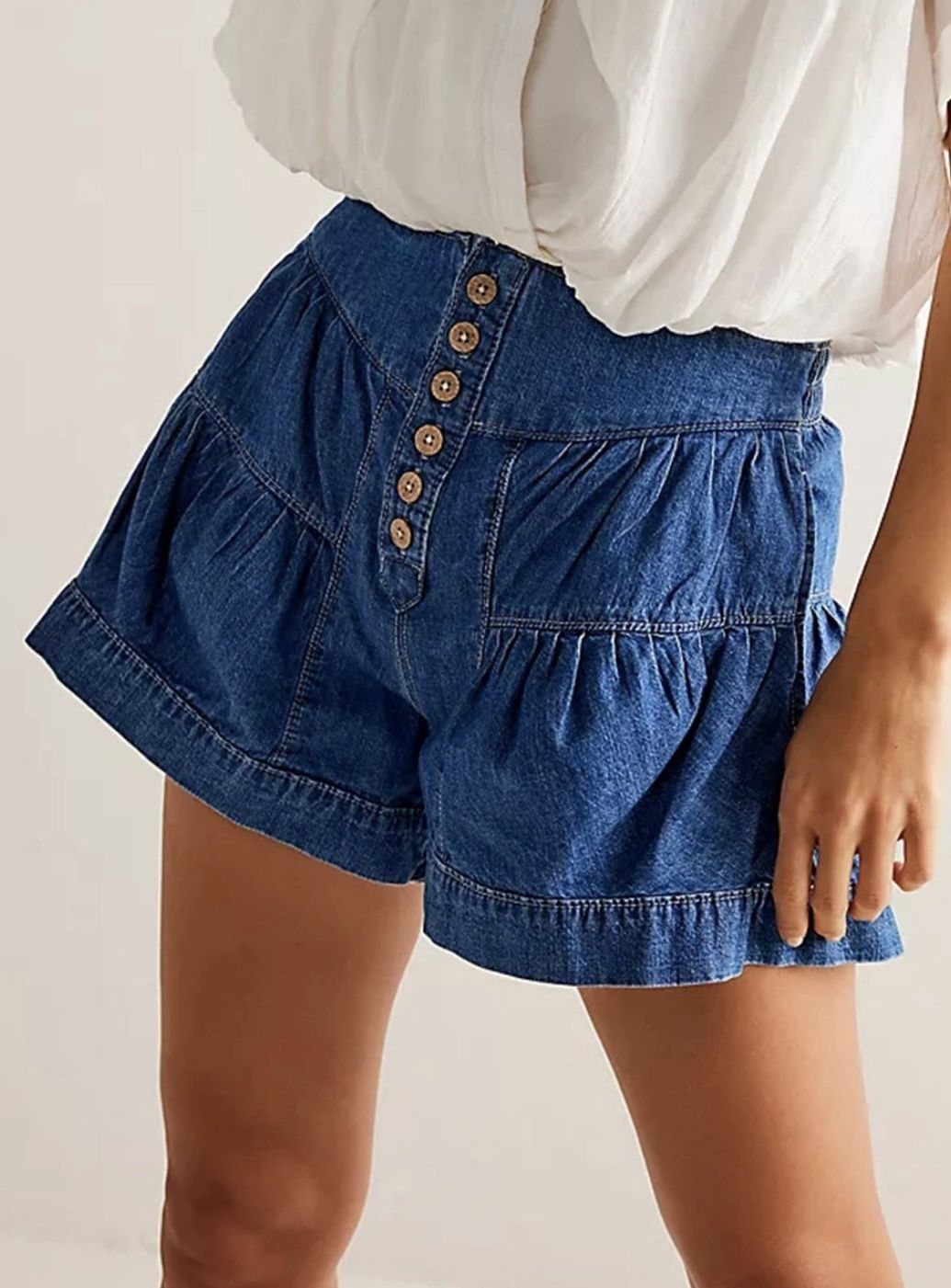 Ruffled Denim Shorts