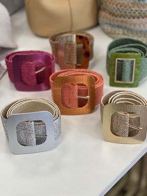 Faux Straw Square Metal Buckle Belt