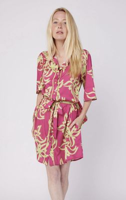 Carlotta Shirt Dress Fuchsia Green
