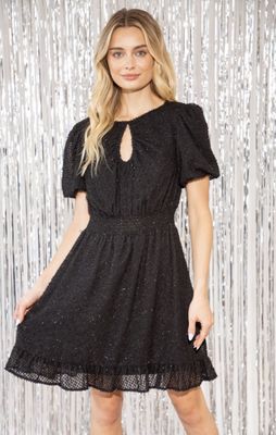Bubble Sleeve Fuzzy Lurex Dress