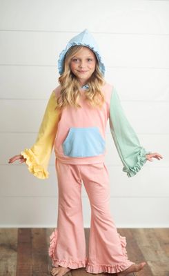 kids Multi Pastel Hooded Set