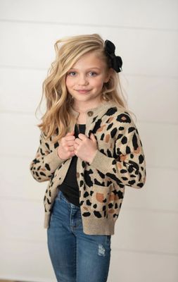Kids Pocket Leopard Cardigan