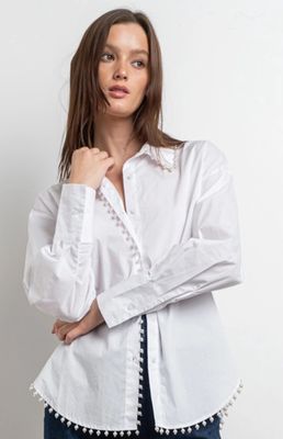 Pearl Embellished Botton Up Shirt