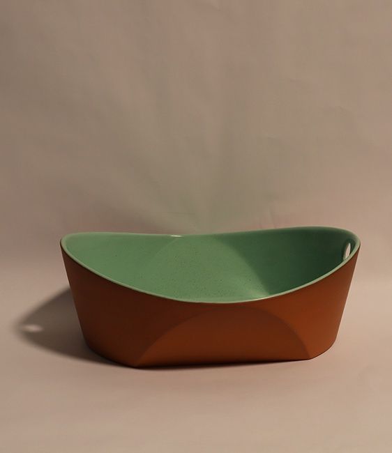 Lg Handled Serving Bowl: Terquoise, Paul Eshelman Pottery