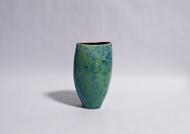 Blue Green Oval Vase, Brooks Bouwkamp