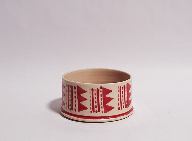 Bowl: Red Zigzag w/Dots, Carmelita Nunez