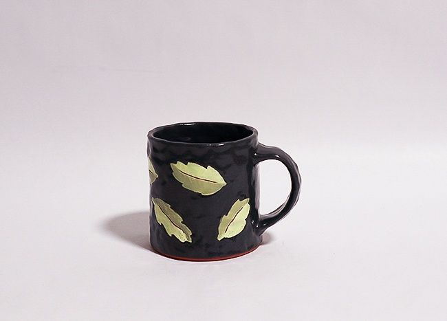 Black Leaves Large Mug, Kari Woolsey