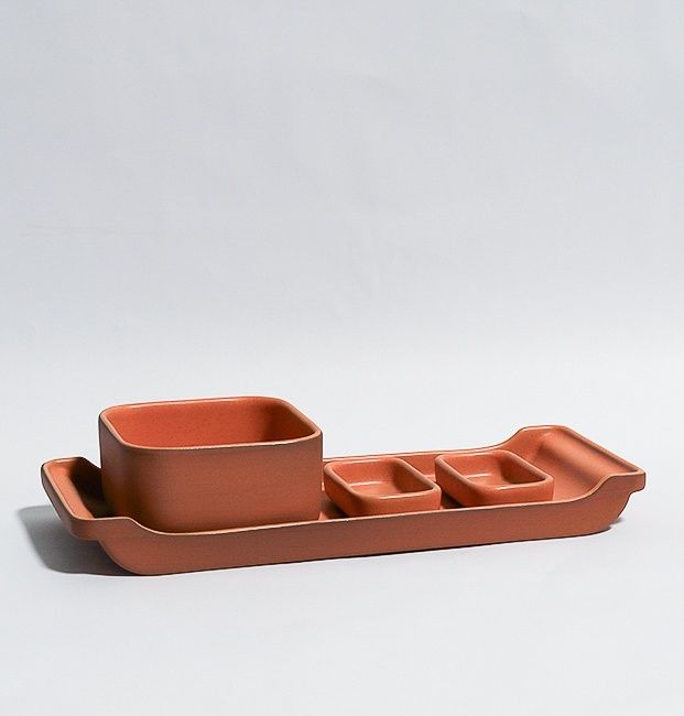 Sushi Tray w/Sauce Bowls, Paul Eshelman Pottery