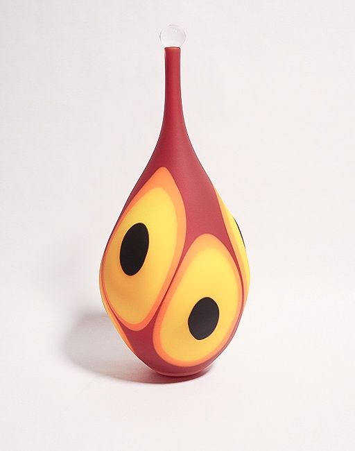 Large Spotted Bottle, Red/orange/yellow/black, Tony Cray