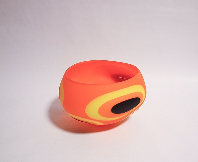 Large Spotted bowl, orange/yellow/black, Tony Cray