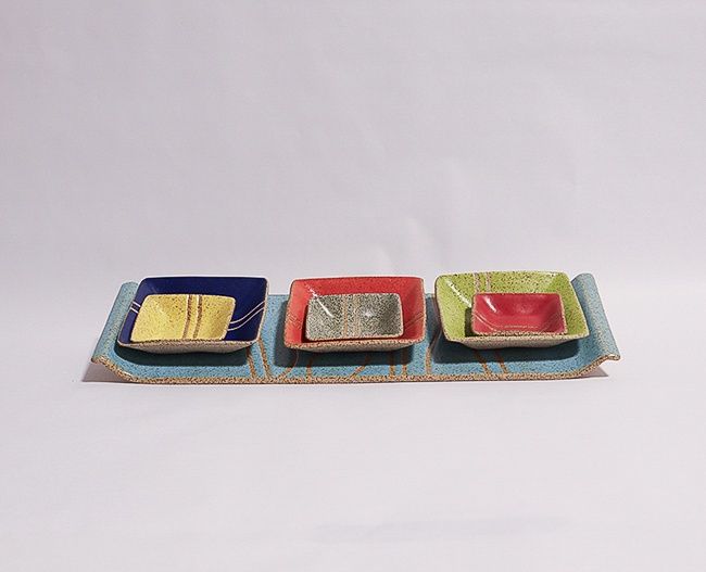 Tray Long w/ 6 Squares, Sandra Zak