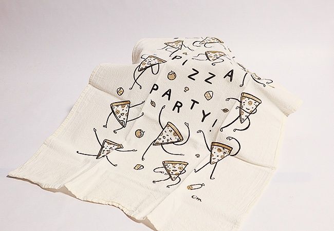 Tea Towel: &quot;Pizza Party&quot;- Claire Manning Illustration &amp; Design