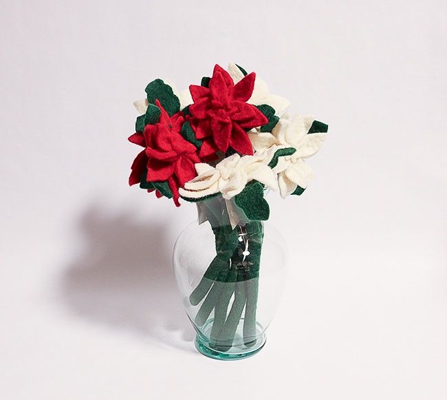 Felt Flower: Poinsettia, Asstd Colors
