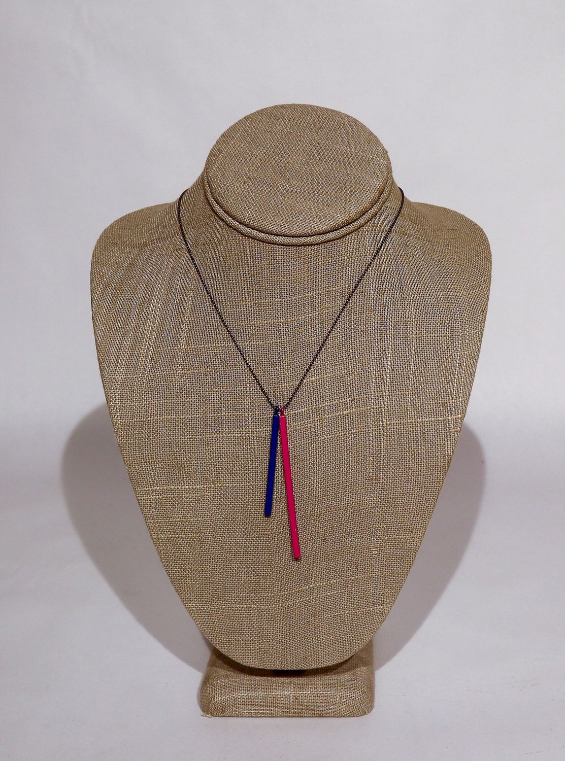 Pink + Blue Powder Coated bars Necklace, Kelly Miller