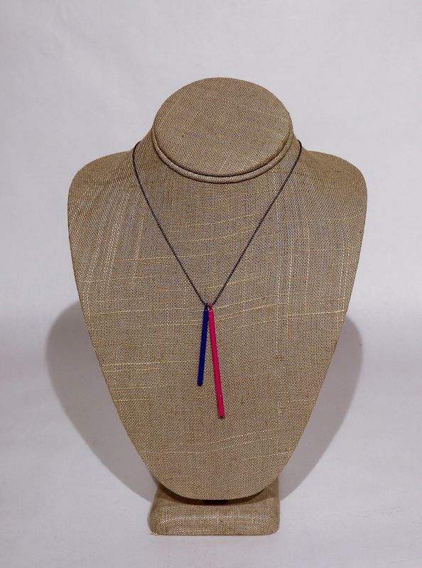 Pink + Blue Powder Coated bars Necklace, Kelly Miller