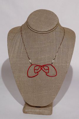 Red double image with pearls Necklace, Kelly Miller
